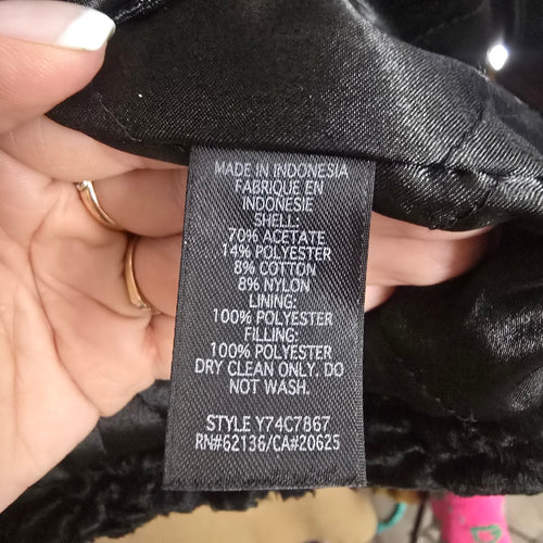 GUESS Black Cropped Faux Fur Jacket Persian Lamb Textured Coat Size M/L