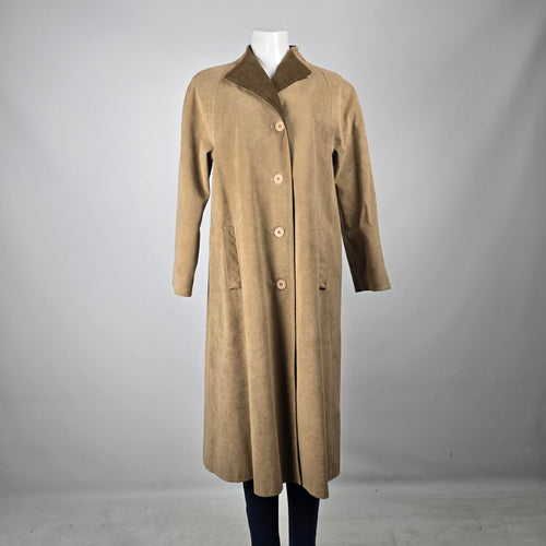 Sterling Stall Women's Beige Faux Suede Long Coat Jacket Size M/L