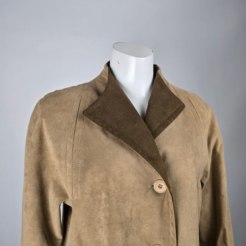 Sterling Stall Women's Beige Faux Suede Long Coat Jacket Size M/L