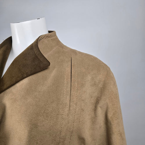 Sterling Stall Women's Beige Faux Suede Long Coat Jacket Size M/L