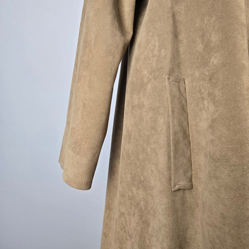 Sterling Stall Women's Beige Faux Suede Long Coat Jacket Size M/L