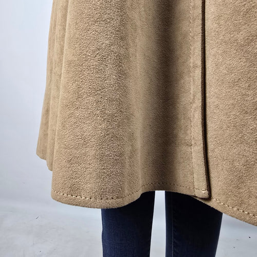 Sterling Stall Women's Beige Faux Suede Long Coat Jacket Size M/L
