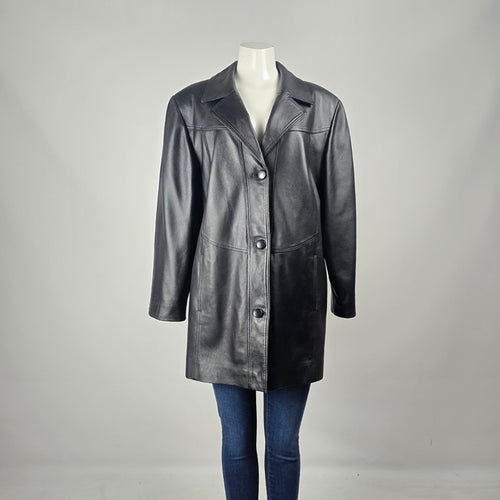 Boutique of Leathers Canada Women's Black Genuine Leather Coat Jacket Size 16