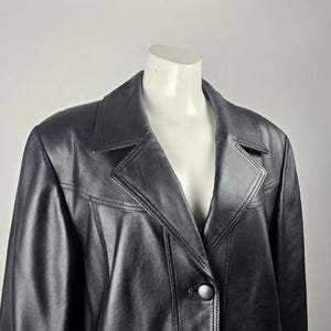 Boutique of Leathers Canada Women's Black Genuine Leather Coat Jacket Size 16