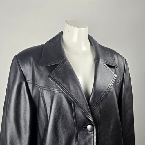 Boutique of Leathers Canada Women's Black Genuine Leather Coat Jacket Size 16