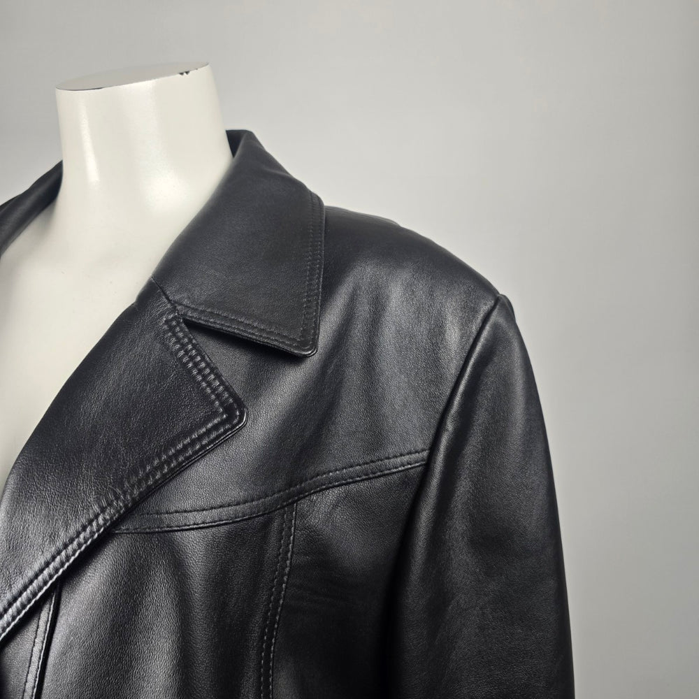 Boutique of Leathers Canada Women's Black Genuine Leather Coat Jacket Size 16