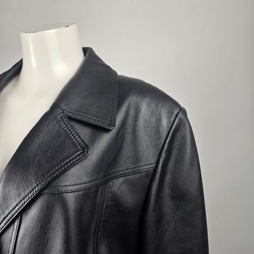 Boutique of Leathers Canada Women's Black Genuine Leather Coat Jacket Size 16