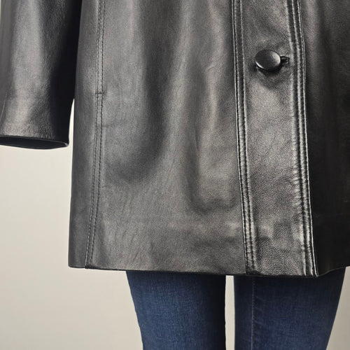 Boutique of Leathers Canada Women's Black Genuine Leather Coat Jacket Size 16