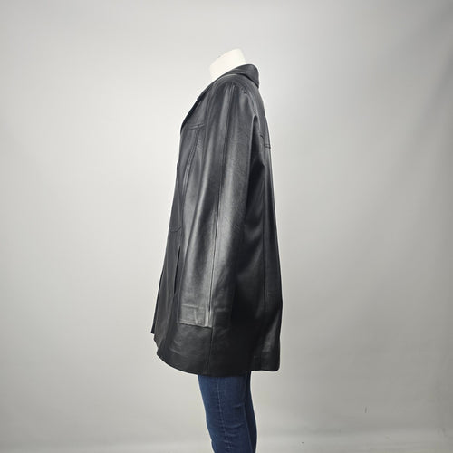Boutique of Leathers Canada Women's Black Genuine Leather Coat Jacket Size 16