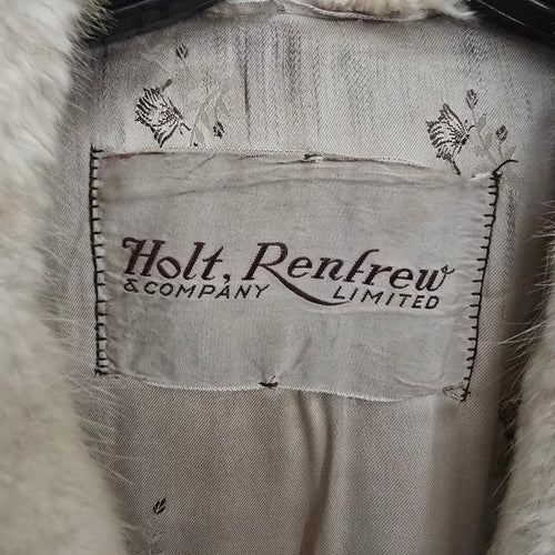 Vintage Holt Renfrew Genuine Fur Jacket Cream Cropped Statement Coat Size M/L