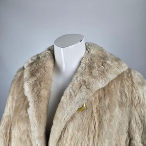 Vintage Holt Renfrew Genuine Fur Jacket Cream Cropped Statement Coat Size M/L