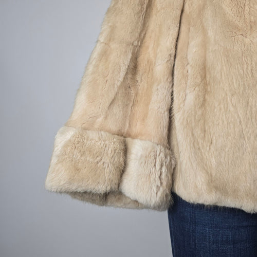 Vintage Holt Renfrew Genuine Fur Jacket Cream Cropped Statement Coat Size M/L