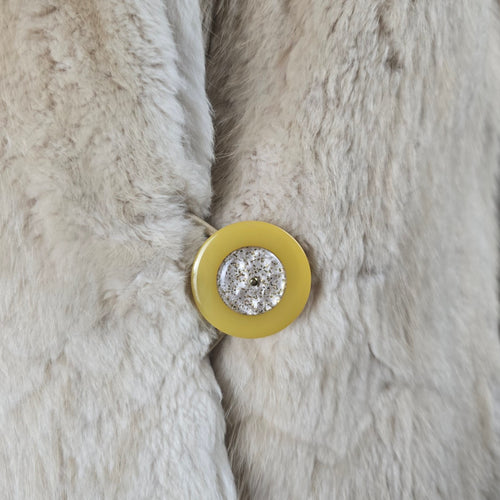 Vintage Holt Renfrew Genuine Fur Jacket Cream Cropped Statement Coat Size M/L