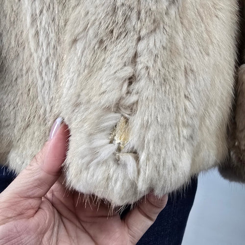 Vintage Holt Renfrew Genuine Fur Jacket Cream Cropped Statement Coat Size M/L