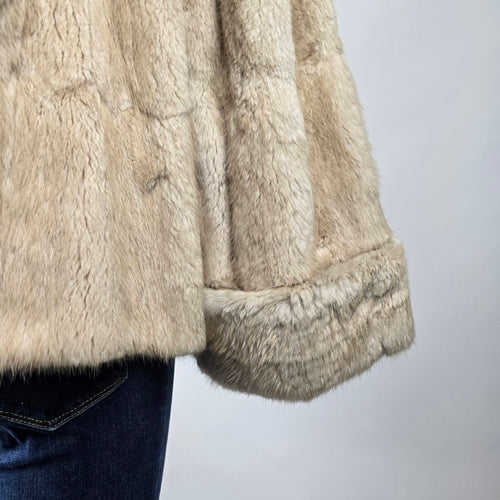 Vintage Holt Renfrew Genuine Fur Jacket Cream Cropped Statement Coat Size M/L
