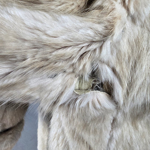 Vintage Holt Renfrew Genuine Fur Jacket Cream Cropped Statement Coat Size M/L
