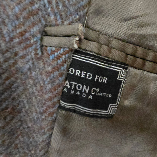 Reworked Vintage Eaton's Tweed Cropped Blazer Herringbone Canada Size M