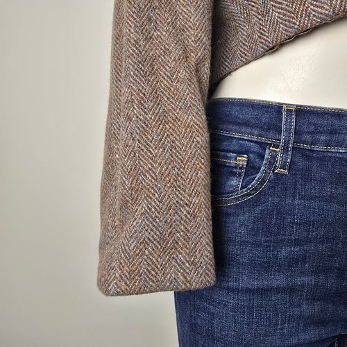 Reworked Vintage Eaton's Tweed Cropped Blazer Herringbone Canada Size M