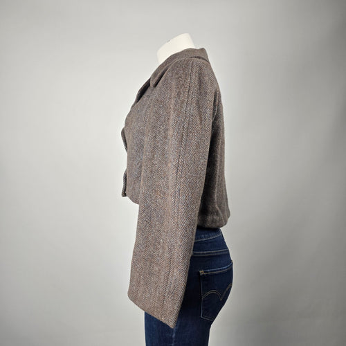 Reworked Vintage Eaton's Tweed Cropped Blazer Herringbone Canada Size M