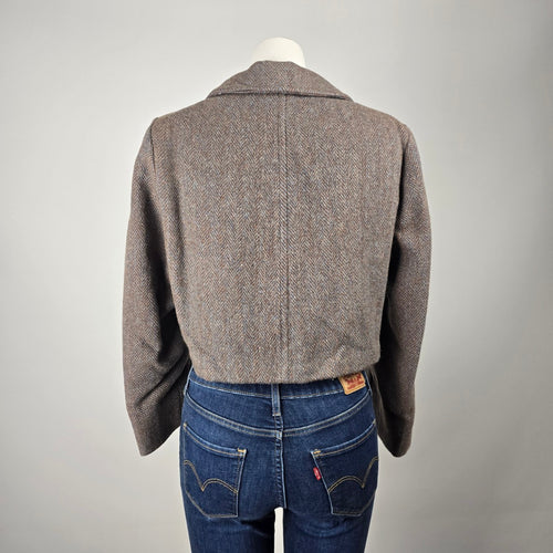 Reworked Vintage Eaton's Tweed Cropped Blazer Herringbone Canada Size M