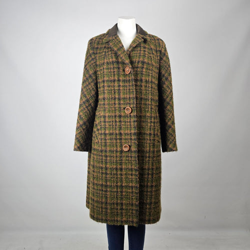 Vintage 60s 70s Seigal England Plaid Wool Coat D.H. Evans London Size M/L