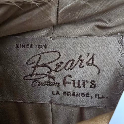 Vintage Blonde Mink Fur Stole Bear's Custom Furs Monogrammed Satin Lining