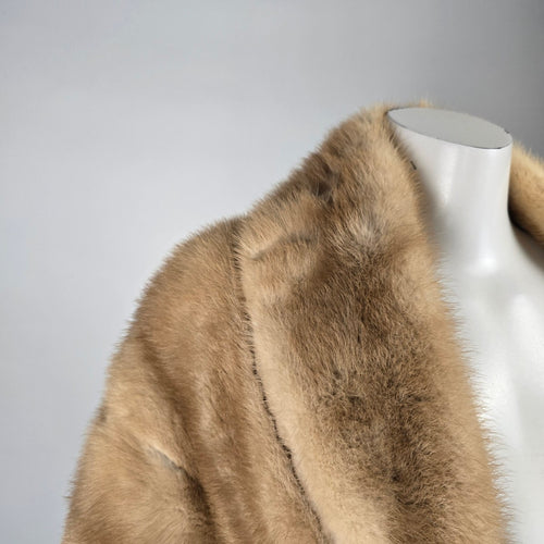 Vintage Blonde Mink Fur Stole Bear's Custom Furs Monogrammed Satin Lining