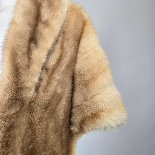 Vintage Blonde Mink Fur Stole Bear's Custom Furs Monogrammed Satin Lining