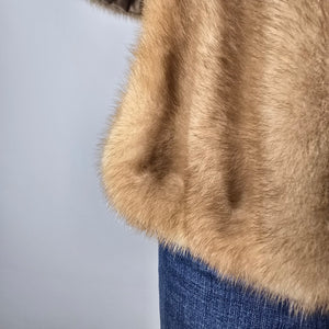 Vintage Blonde Mink Fur Stole Bear's Custom Furs Monogrammed Satin Lining