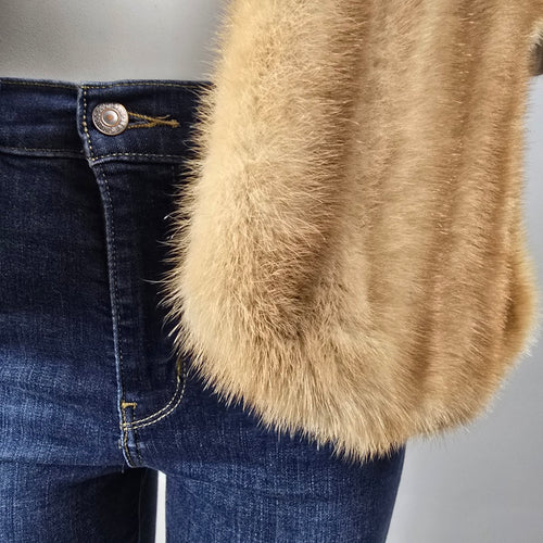 Vintage Blonde Mink Fur Stole Bear's Custom Furs Monogrammed Satin Lining