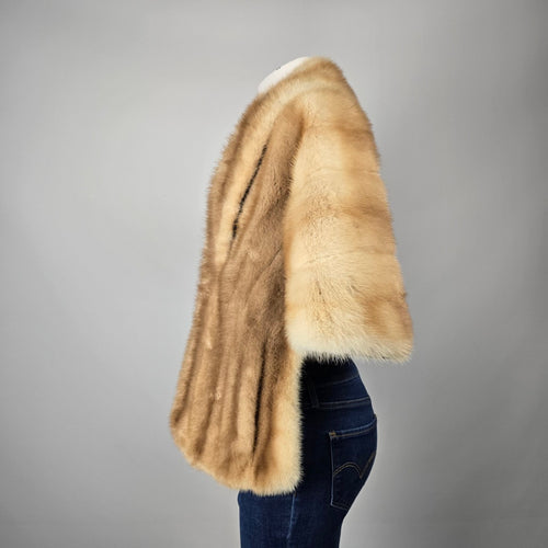 Vintage Blonde Mink Fur Stole Bear's Custom Furs Monogrammed Satin Lining