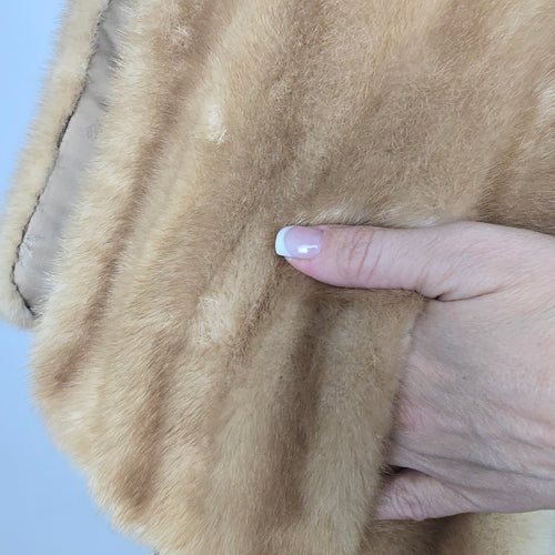 Vintage Blonde Mink Fur Stole Bear's Custom Furs Monogrammed Satin Lining