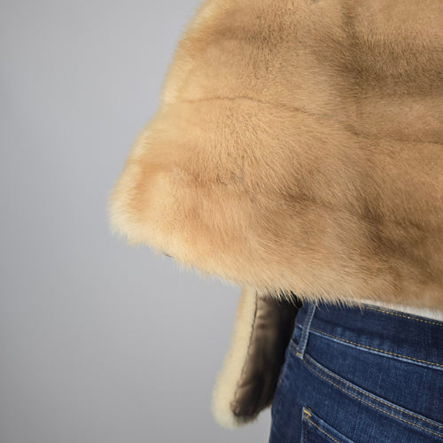 Vintage Blonde Mink Fur Stole Bear's Custom Furs Monogrammed Satin Lining