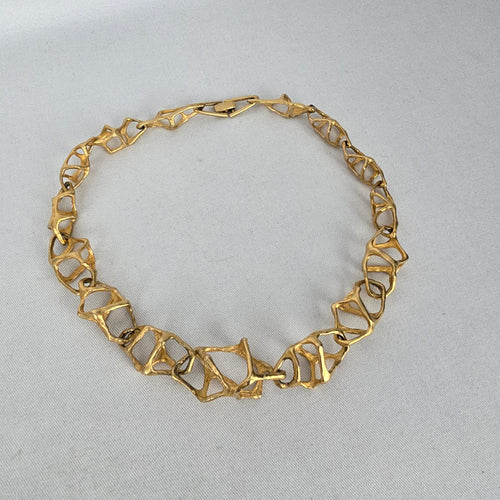 Vintage Fernando Originals F.O. Inc Sculptural Gold Necklace — Signed Designer