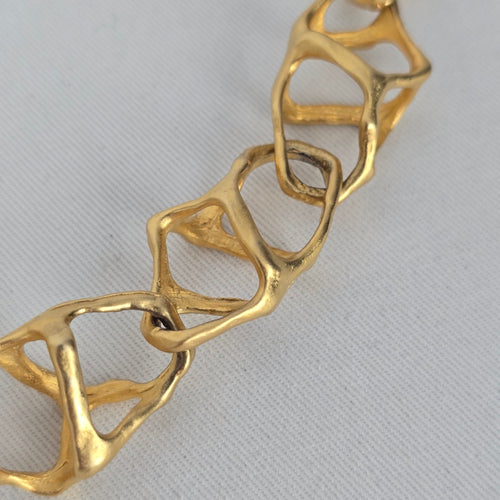 Vintage Fernando Originals F.O. Inc Sculptural Gold Necklace — Signed Designer