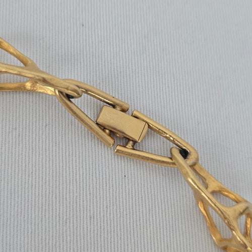 Vintage Fernando Originals F.O. Inc Sculptural Gold Necklace — Signed Designer