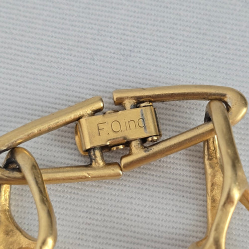 Vintage Fernando Originals F.O. Inc Sculptural Gold Necklace — Signed Designer