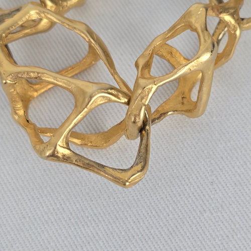 Vintage Fernando Originals F.O. Inc Sculptural Gold Necklace — Signed Designer