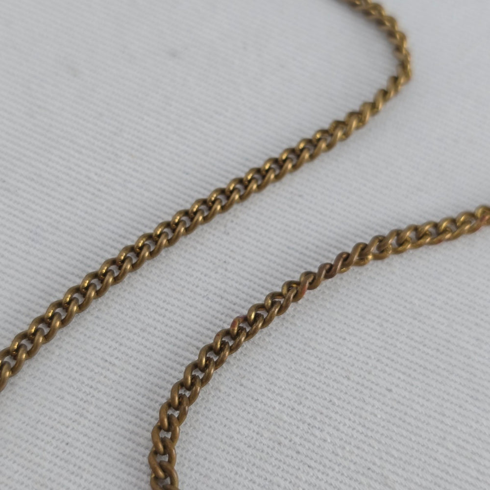 Vintage India Brass Mosaic Stone Pendant Necklace — Boho Statement