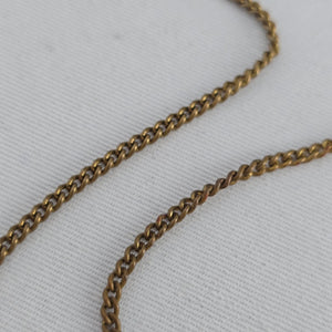 Vintage India Brass Mosaic Stone Pendant Necklace — Boho Statement