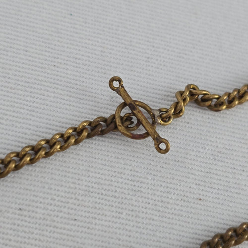 Vintage India Brass Mosaic Stone Pendant Necklace — Boho Statement