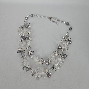 Multi-Strand Pearl & Quartz Statement Necklace 925 Clasp