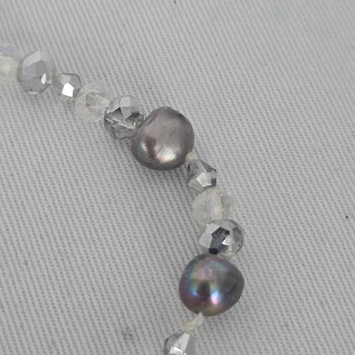 Multi-Strand Pearl & Quartz Statement Necklace 925 Clasp