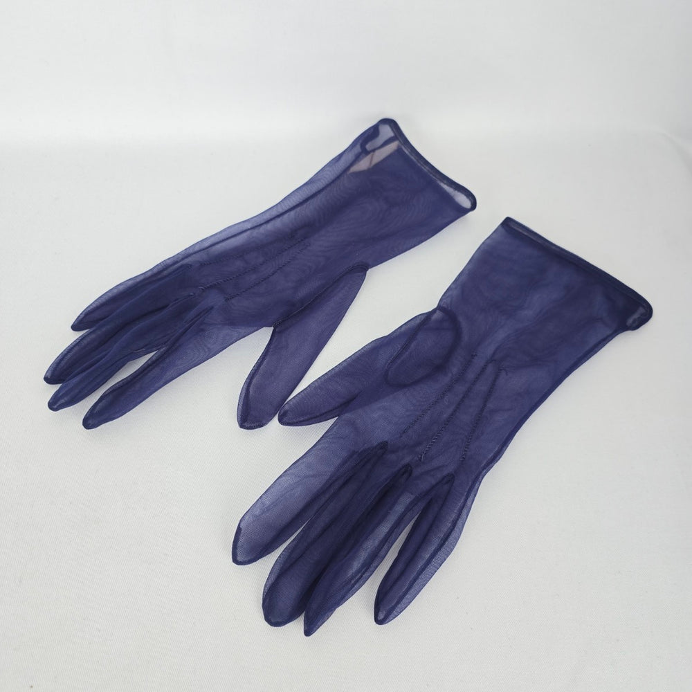 Vintage Max Mayers Sheer Navy Gloves, Size 7½