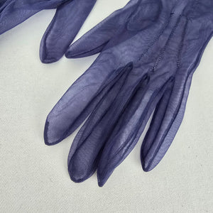 Vintage Max Mayers Sheer Navy Gloves, Size 7½