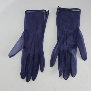 Vintage Max Mayers Sheer Navy Gloves, Size 7½