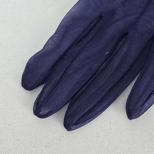 Vintage Max Mayers Sheer Navy Gloves, Size 7½