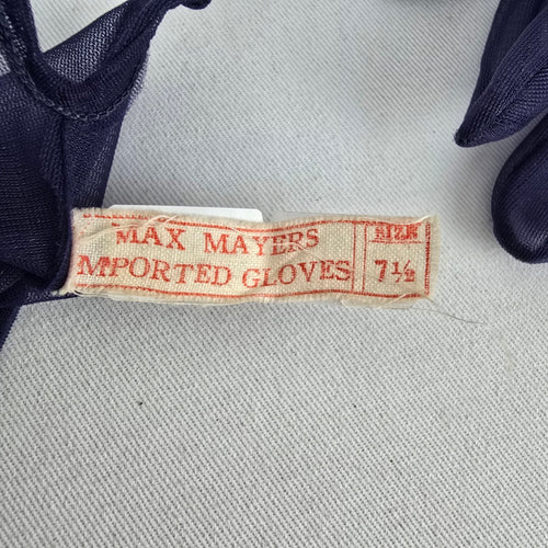 Vintage Max Mayers Sheer Navy Gloves, Size 7½