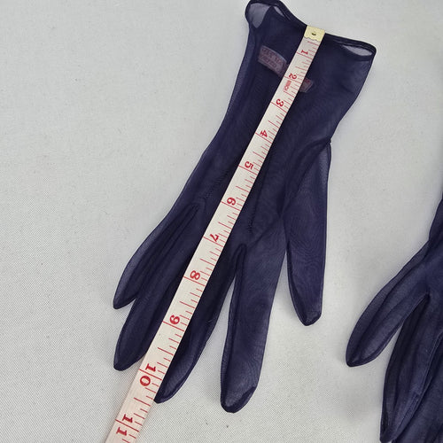 Vintage Max Mayers Sheer Navy Gloves, Size 7½