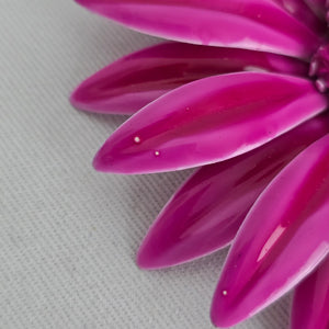 Vintage Pink Enamel Flower Rhinestone Brooch